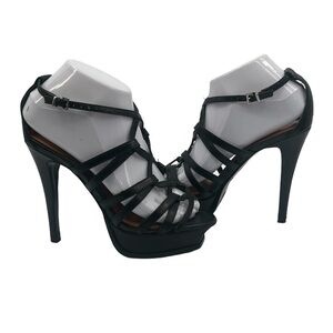 Aldo Black Strappy Platform Stiletto Heels Size 37 Women’s